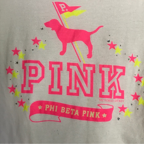 Vintage‎ PINK Phi Beta Pink Tee rhinestones Victoria’s Secret Rare Y2K - Picture 5 of 7